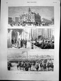 Old Print Royal Visit Yarmouth New Municipal Buildings Prince Wales 1882 19th