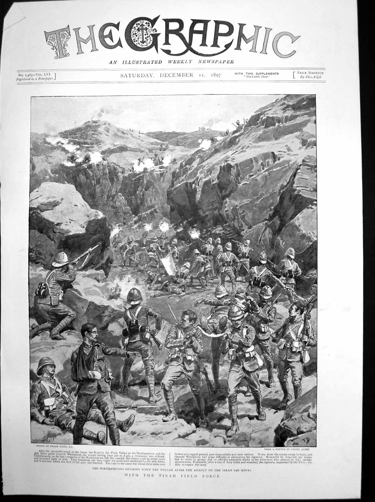Antique Print Tirah Field Force Northamptons Nullah Assault Saran Kotal1897