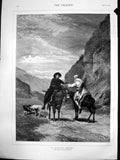 Old Print Pleasant Meeting Louis GuyHorse Riders Dogs Meet Valley 1879