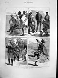 Original Old Antique Print Zulu War Sketch Graphic Post Letters Home Baby 1879