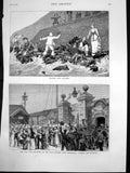 Antique Old Print Amateur Crab Catchers Royal Marines Portsmouth Zulu War1879