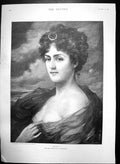 Antique Old Print Diana T B Kennington Portrait Young Woman Clasp Hair 1897