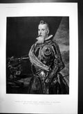 Antique Old Print Portrait Don Antonio Alonso Pimentel Count Benavente C1899