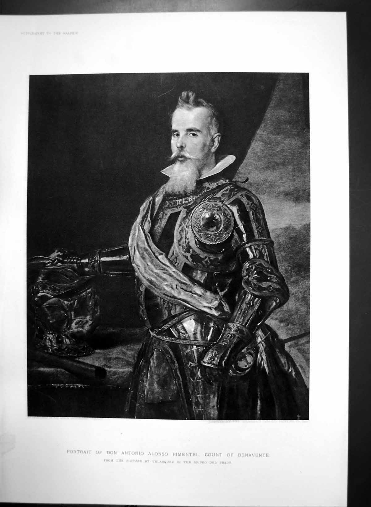 Antique Old Print Portrait Don Antonio Alonso Pimentel Count Benavente C1899