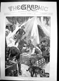 Antique Old Print Klondyke Prospectors Camp Road Mines Dinner In Snow 1897 19th