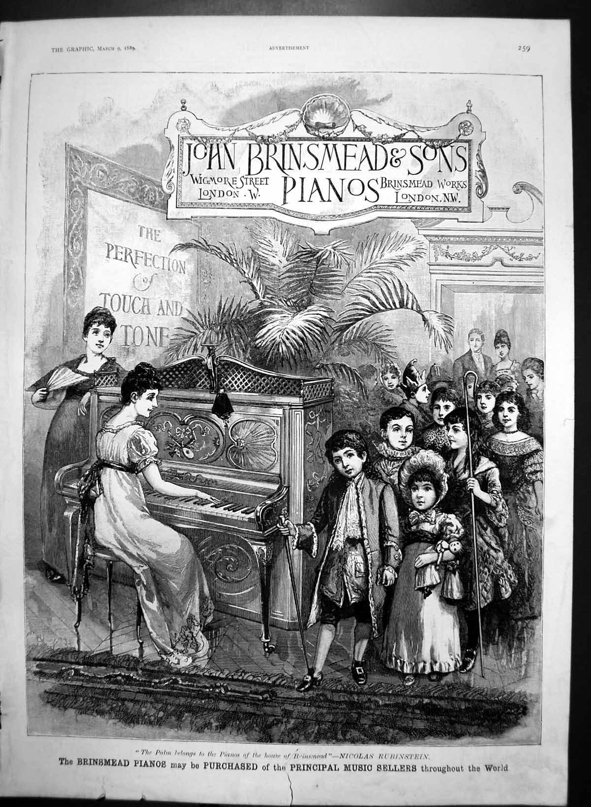 Antique Print Brinsmead Pianos Purchased Principal Music Sellers World 1889