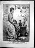 Original Old Antique Print Brookes Soap Monkey Brand An Interesting Rubber 1890