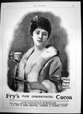 Antique Old Print Frys Pure Concentrated Cocoa Health Strenght Beauty 1890 19th