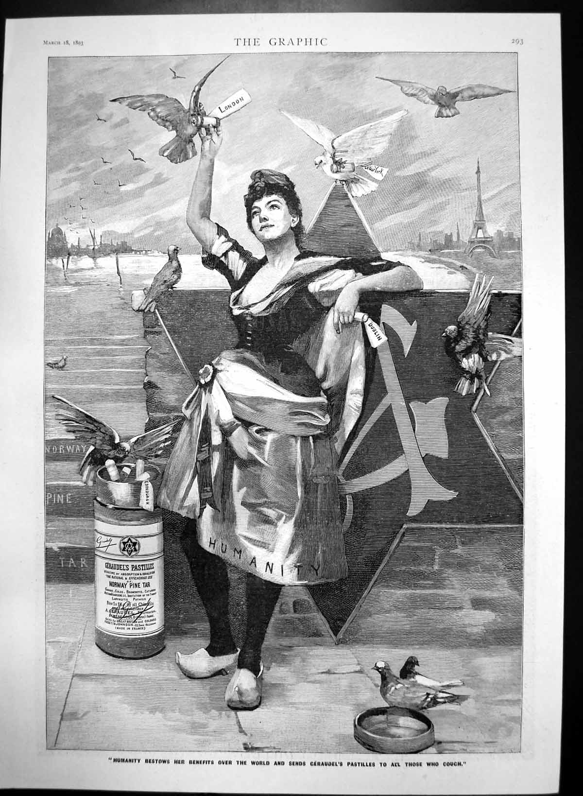 Old Antique Print Geraudels Pastilles Coughs Cs Catarrh Bronchitis 1893 19th