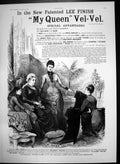 Original Old Antique Print My Queen Vel-Vel Retains Lustre Appearance 1887 19th