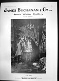 Old Antique Print James Buchanan Black White Whisky Distillers King 1907 20th