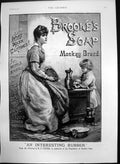 Original Old Antique Print Brookes Monkey Brand Soap Interesting Rubber 1890