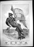 Old Antique Print Brookes Soap Monkey Brand Thousand Uses Land Sea 1892 19th