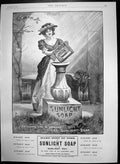 Antique Old Print Sunlight Soap For Turning Time Advantage Use Sunlight 1901