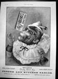 Antique Old Print Brookes Monkey Brand Soap Monkey Balancing Box Nose 1895 19th