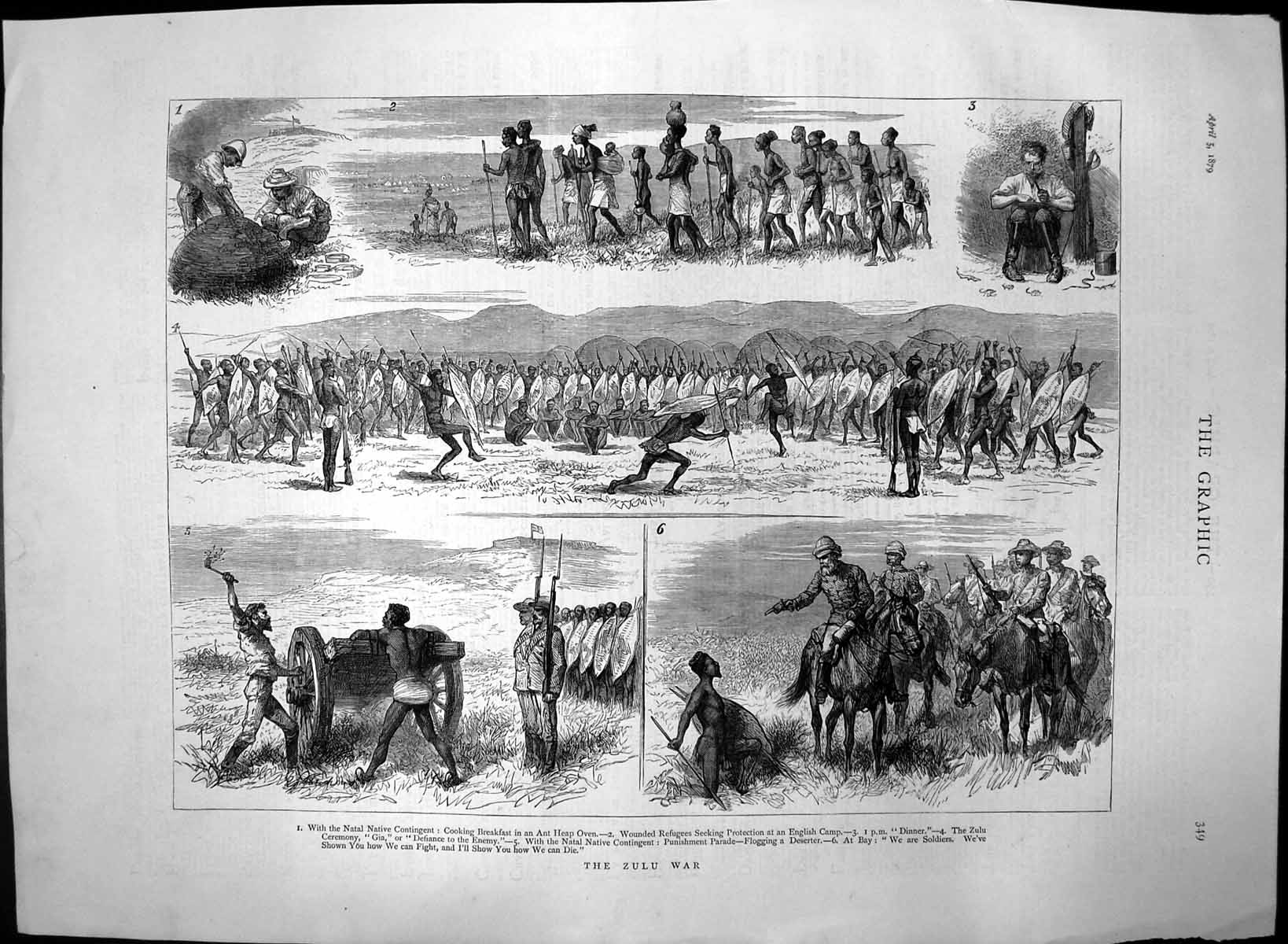 Old Antique Print Zulu War Natal Naval Contingent Wounded Refugees 1879 19th