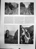 Antique Old Print Cairns Herberton Railway North Queensland Australia 1890 19th