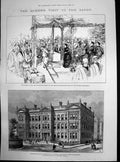 Antique Old Print Queens Visit Savoy Examination Hall Medecine Surgery 1886