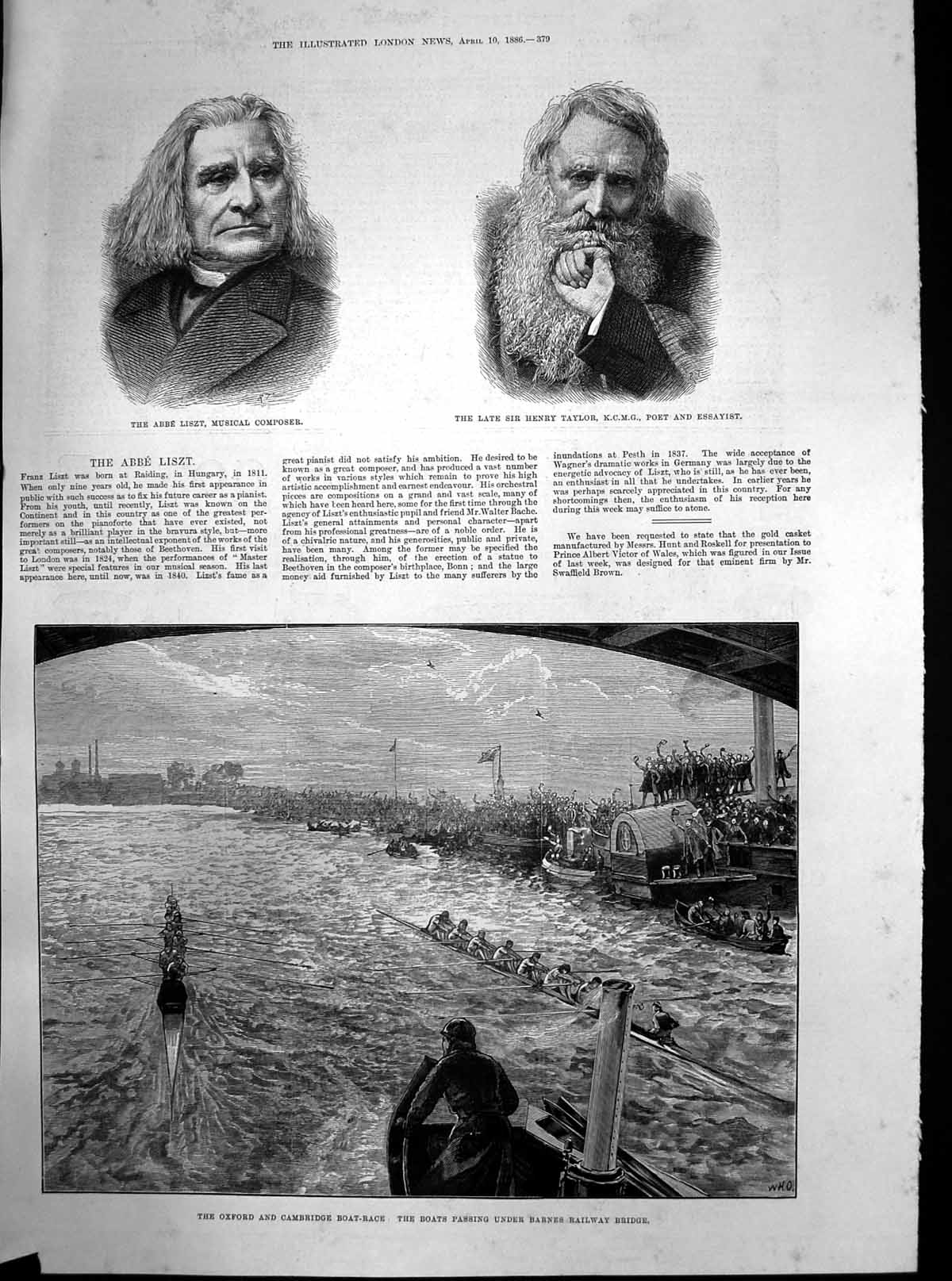 Old Antique Print Oxford Cambridge Boat Race Barnes Railway Bridge 1886 19th