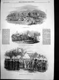 Old Antique Print Encampment Tipperary Kilkenny Castle Camp Turtella 1848 19th