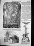 Antique Old Print Music Festival Worcester Cathedral Ewell New Church 1848 19th