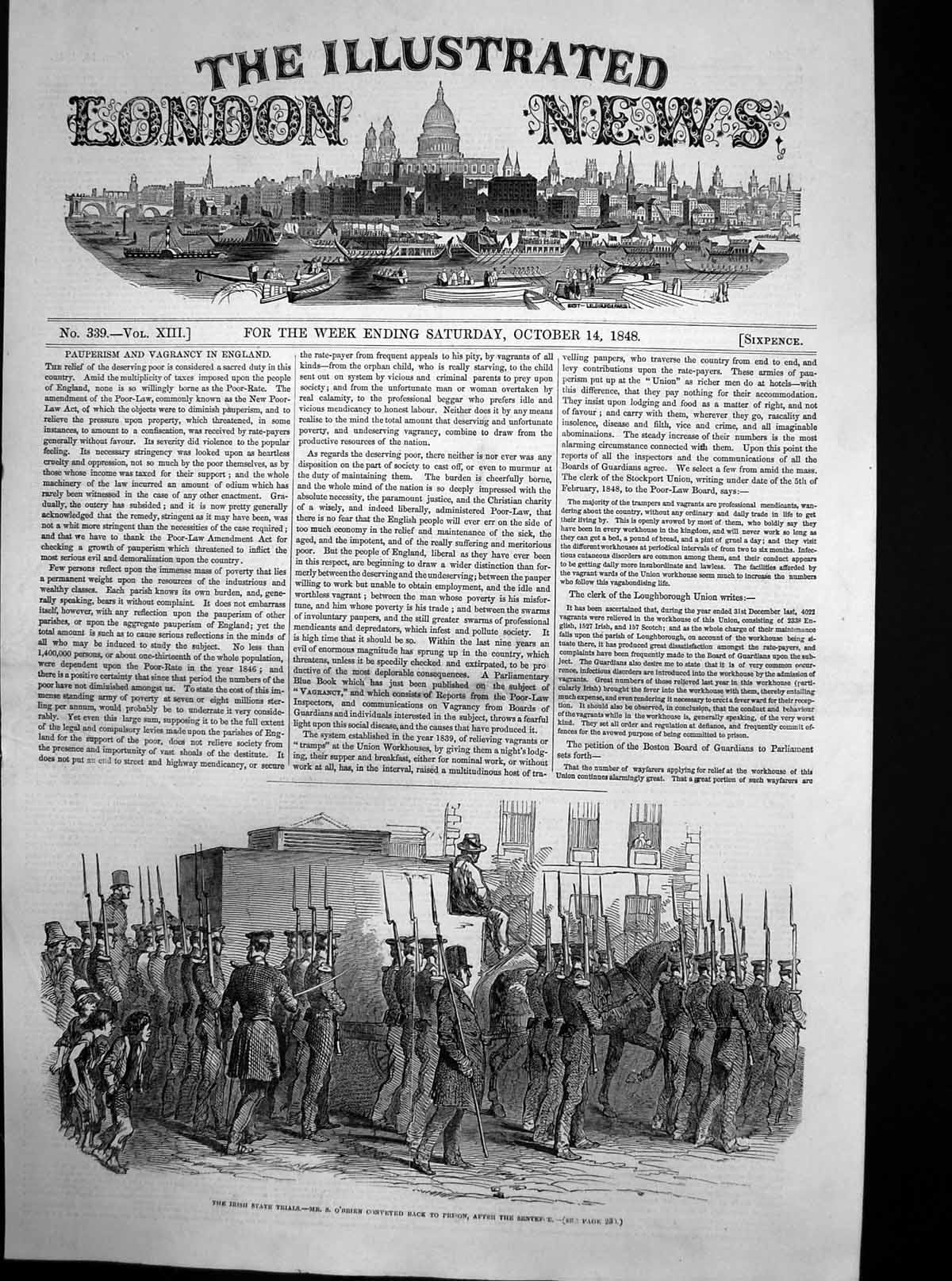 Old Print Irish State Trials S Obrien Back To Prison After Sentence 1848 19th