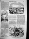 Antique Old Print Limerick Castle Thomond Bridge Bust Sir Charles Napier 1848