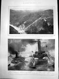 Antique Old Print Power Station Colgate Yuba Last Cruise Glatton Hydra 1902