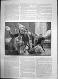 Original Old Antique Print Children Having Pillow Fight Oswald 1900 Victorian