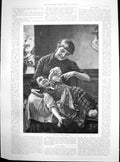 Old Antique Print Tickling By Paul Wagner Mother Tickling Daughter 1897 19th