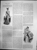 Antique Old Print Graceful Cloth Princesse Gown Charming Theatre Bodice 1898