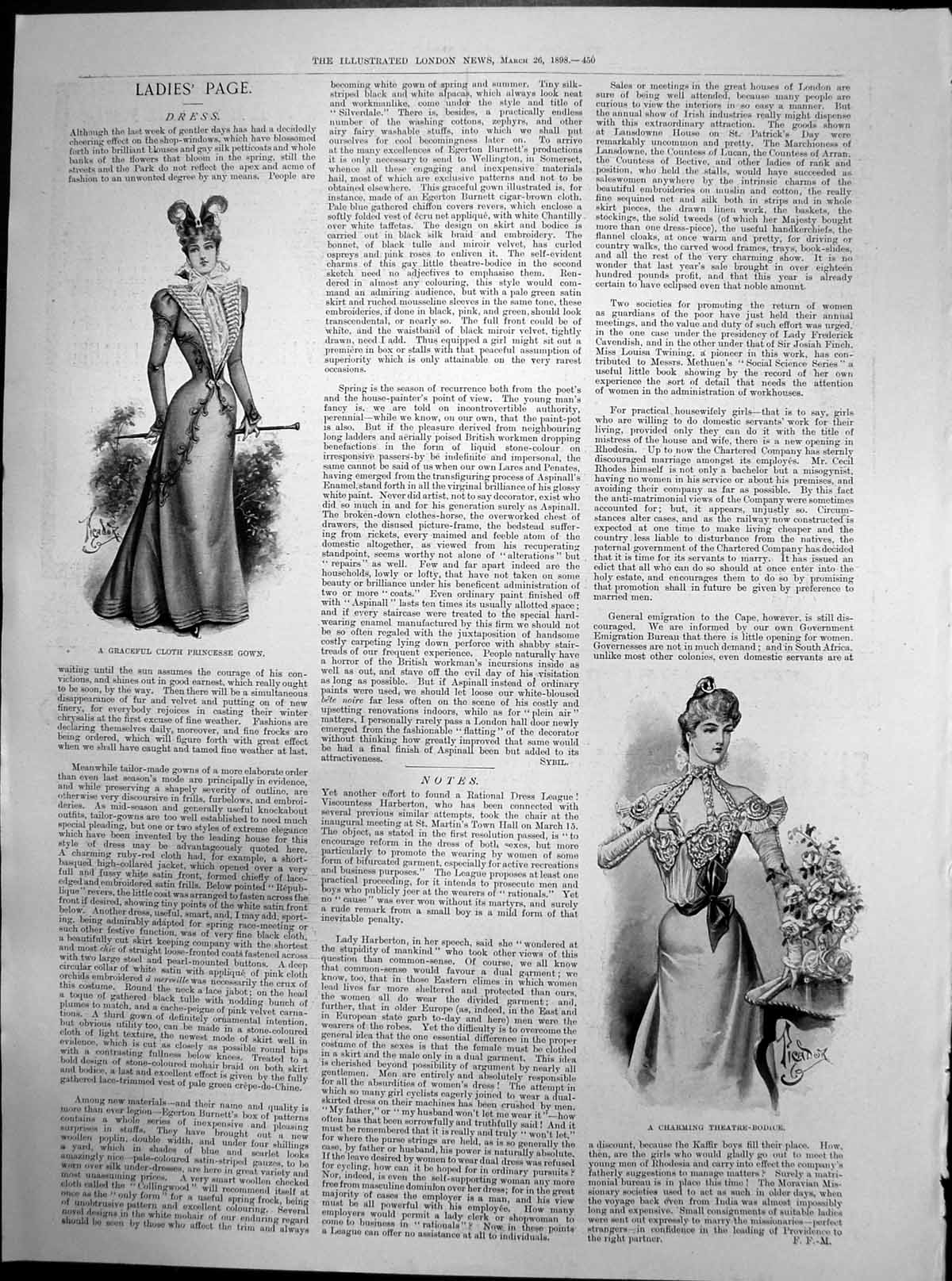 Antique Old Print Graceful Cloth Princesse Gown Charming Theatre Bodice 1898