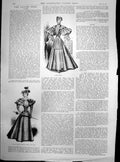 Original Old Antique Print Violet Cloth Walking Dress Cape A New Gown 1896 19th