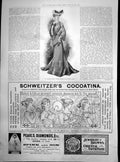 Antique Old Print Spring Gown Coffee Coloured Lace Schweitzers Cocoatina 1902