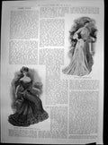 Old Antique Print White Linen Morning Gown Evening Gown Chiffon Lace 1903 20th