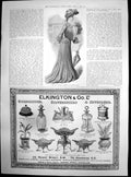 Old Antique Print Pretty Spring Gown Silver Grey Elkington Co Gsmith 1903 20th