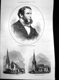 Antique Old Print St James Church Camberwell George Jessel Solicitor Gen 1871