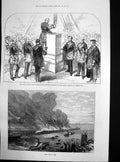 Antique Print Lord Leigh Laying Foundation Stone Extension Queens Hosp 1871