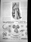 Antique Old Print White Linen Gown Strapped Embroidered Mappins Jewellers1902