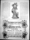Antique Old Print Afternoon Dress Linon De Soie Cadburys Cocoa Advert 1903 20th