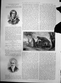 Antique Old Print Brontes Ireland House Birth Patrick Bronte Charlotte 1893