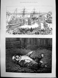 Old Antique Print Soudan War Australian Contingent Departing Sydney 1885 19th