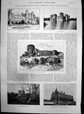 Antique Print Hastings Cricket Week Pevensey Castle Battle Abbey Gate 1893 19th