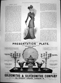 Original Old Antique Print Fashionable Autumn Gown Gsmiths Silversmiths Co 1900