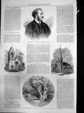 Old Antique Print St Cuthberts Church Durham Wilberforce Oak Holwood 1863 19th