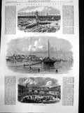 Old Antique Print Herring Fishery Curing Stances Wick Harbour Dunbar 1863 19th