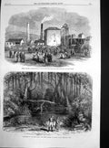 Original Old Antique Print Fatal Colliery Explosion Morfa Glamorganshire 1863