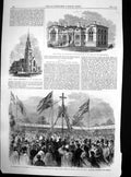 Antique Old Print Archbishop Canterbury Foundation Stone Guildford School1863