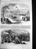 Original Old Antique Print 1St Lancashire Rifle Volunteers Knowley Park 1860
