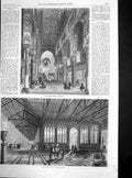 Original Old Antique Print Chapel Royal Palermo Campo Santo Cemetery Pisa 1860